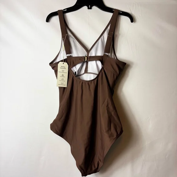 Women's Heytalala Brown One-Piece Swimsuit Size M - Picture 2 of 5